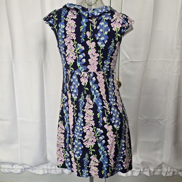 Lilly Pulitzer Clare Dress Bright Navy Fox Wisteria Silk Cotton Blend Size S - Picture 3 of 7